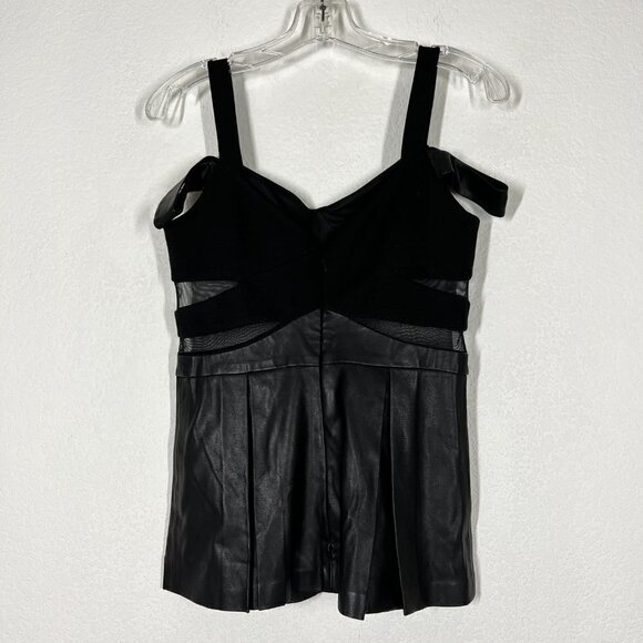 Boston Proper Black Tank Top Faux Leather Size 2 - Picture 2 of 11